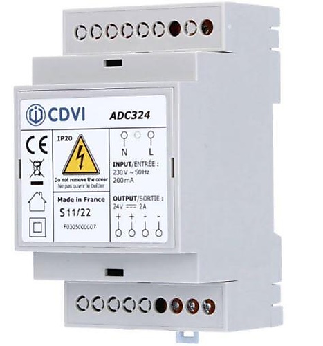 CDVI ADC324 Din Rail Voeding 24VDC 2A