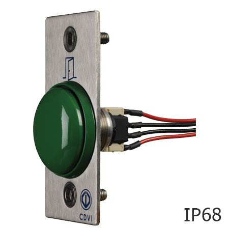 CDVI Drukknop bekabeld met RVS plaat IP68