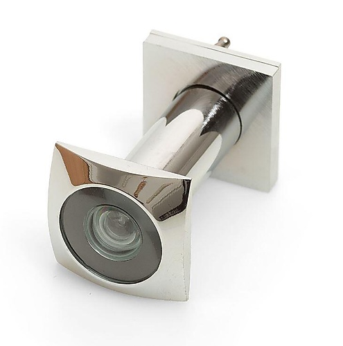 Deurspion vierkant 200 graden 40-65mm messing chroom