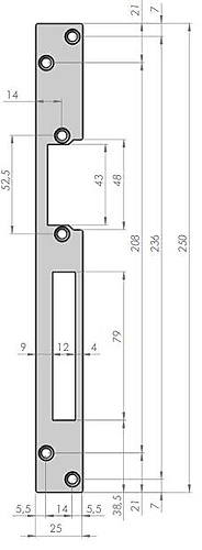 HZ Voorplaat voor mini deuropener zonder schootgeleiding