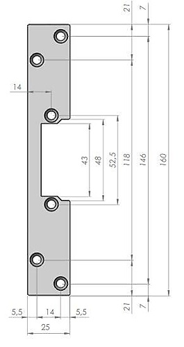 KL Voorplaat voor mini deuropener zonder schootgeleiding