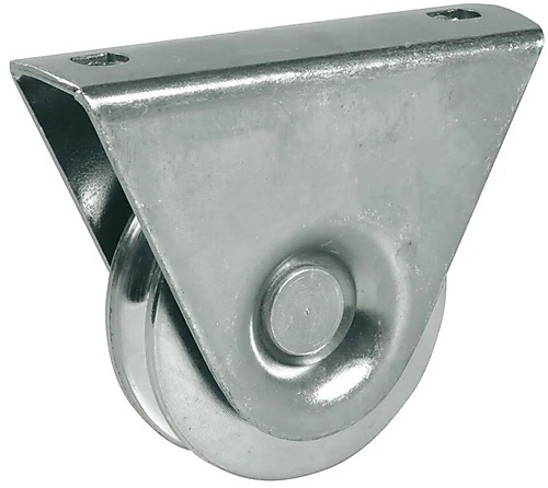 Loopwiel met gaffel en V-groef voor rolpoort (fr)