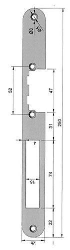 OC-HZ-A Afgeronde voorplaat voor mini deuropener zonder schootgeleiding