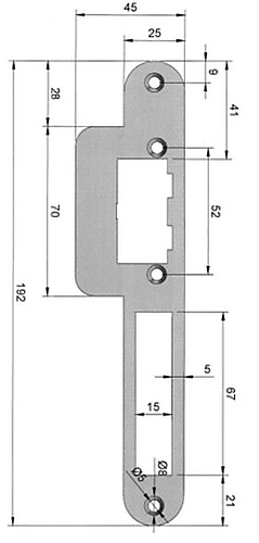 OC-HZLAP-A-L Afgeronde voorplaat voor mini deuropener met schootgeleiding DIN-Links