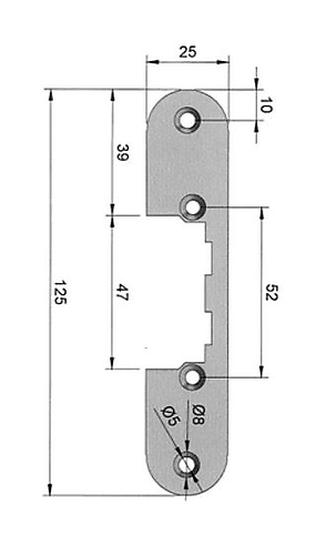 OC-KL-A Afgeronde korte voorplaat voor mini deuropener zonder schootgeleiding
